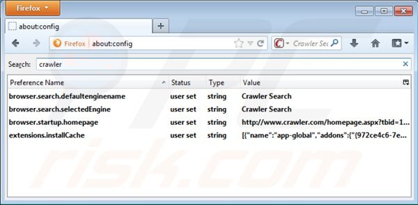 Usuwanie crawler.com z ustawień domyślnej wyszukiwarki Mozilla Firefox