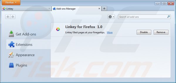 Usuwanie default-search.net z powiązanych rozszerzeń Mozilla Firefox