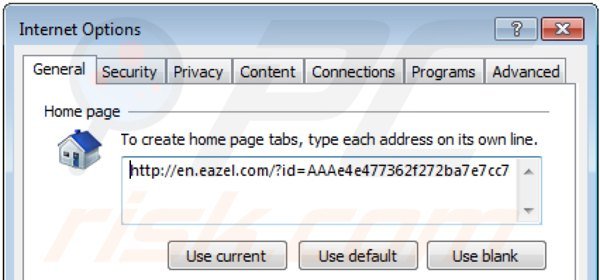 Usuwanie eazel.com ze strony domowej Internet Explorer