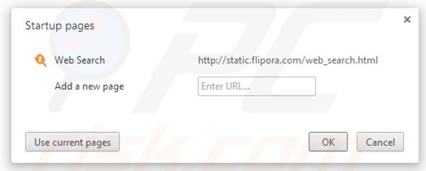 Usuwanie flipora ze strony domowej Google Chrome