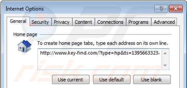 Usuwanie key-find.com ze strony domowej Internet Explorer