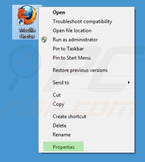 Usuwanie key-find.com ze skrótu docelowego Mozilla Firefox krok 1