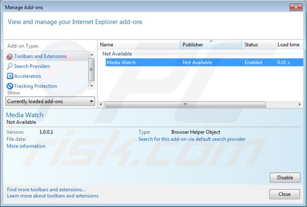 Usuwanie ads by media watch z Internet Explorer krok 2