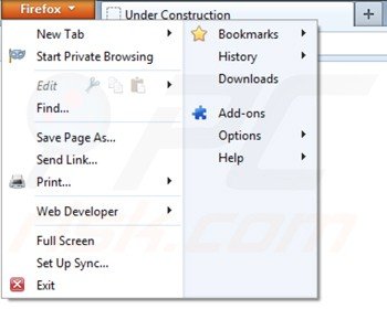 Usuwanie ads by media watch z Mozilla Firefox krok 1