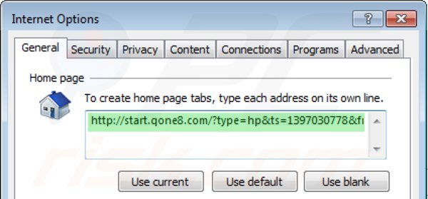 Usuwanie start.qone8.com ze strony domowej Internet Explorer