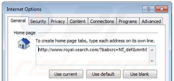 Usuwanie royal-search.com ze strony domowej Internet Explorer