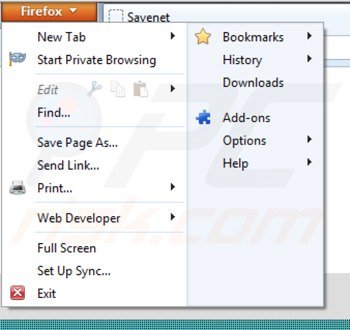 Usuwanie dodatku saveneto z Mozilla Firefox krok 1