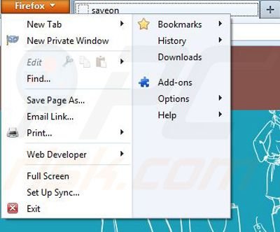 Usuwanie Save On z Mozilla Firefox krok 1
