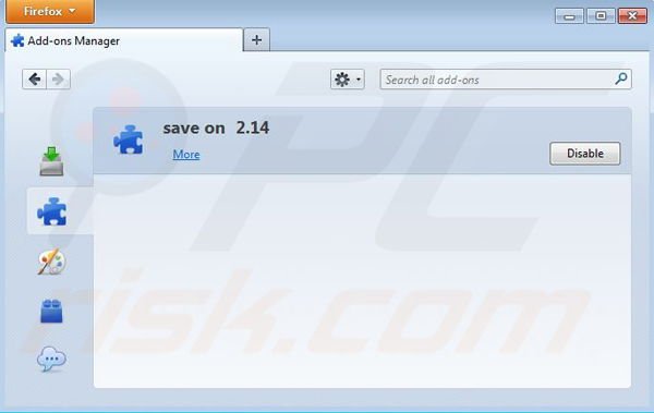 Usuwanie Save On z Mozilla Firefox krok 2