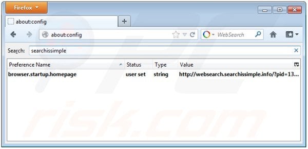 Usuwanie websearch.searchissimple.info z ustawień domyślnej wyszukiwarki Mozilla Firefox