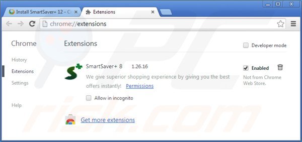 Usuwanie smartsaver z Google Chrome krok 2