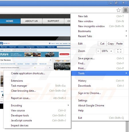 Usuwanie topic torch z Google Chrome krok 1