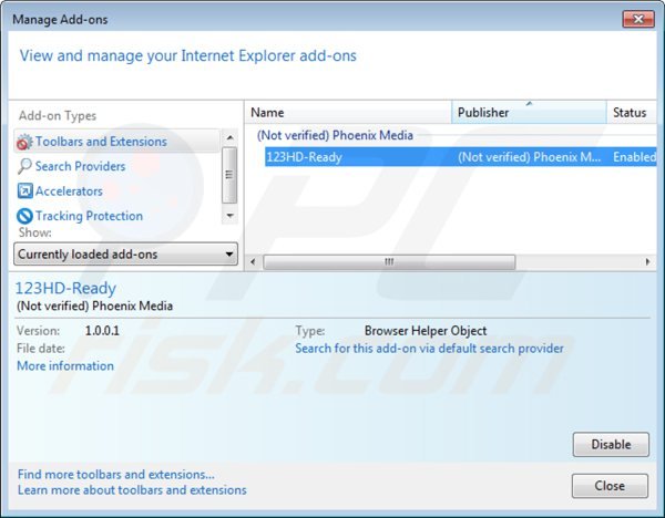 Usuwanie 123hd-ready z Internet Explorer krok 2