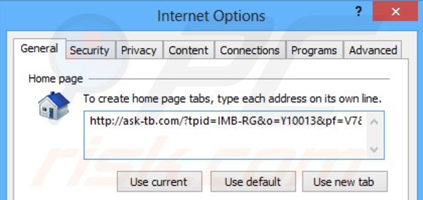 Usuwanie ask-tb.com ze strony domowej Internet Explorer