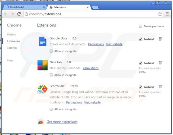 Usuwanie reklam bestmarkit z Google Chrome krok 2