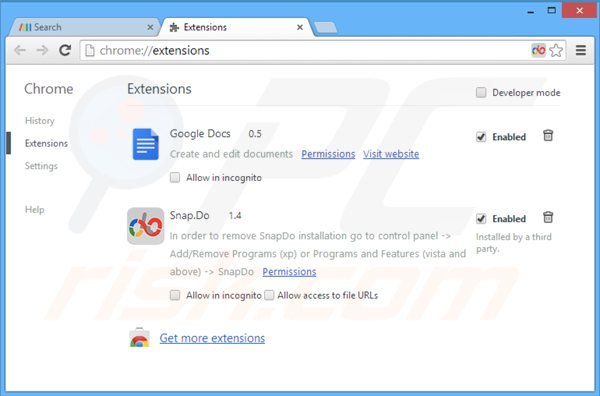 Usuwanie powiązanych rozszerzeń browse-search.com z Google Chrome