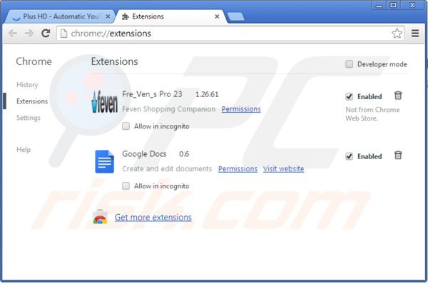 Usuwanie reklam cliphd z Google Chrome krok 2