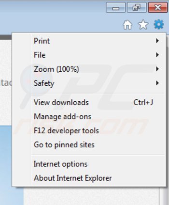 Usuwanie content explorer z Internet Explorer krok 1