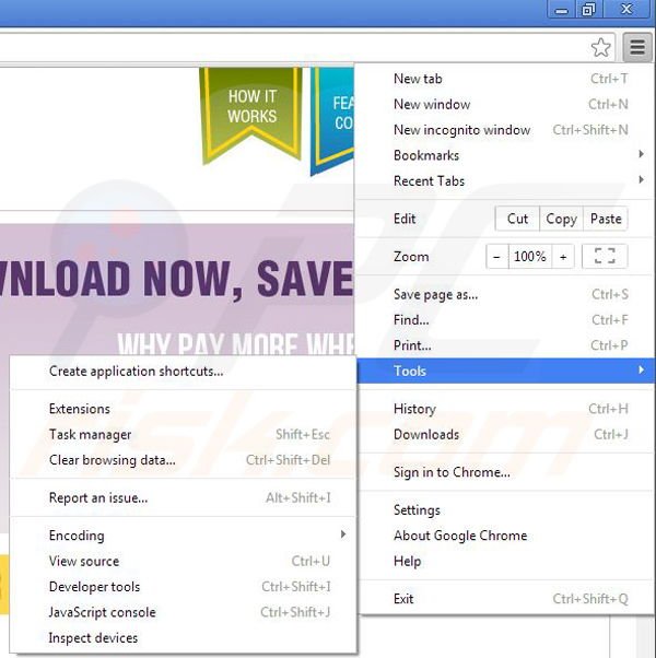 Usuwanie Coupon Downloader z Google Chrome krok 1