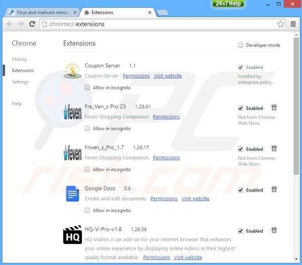 Usuwanie reklam deal finder z Google Chrome krok 2