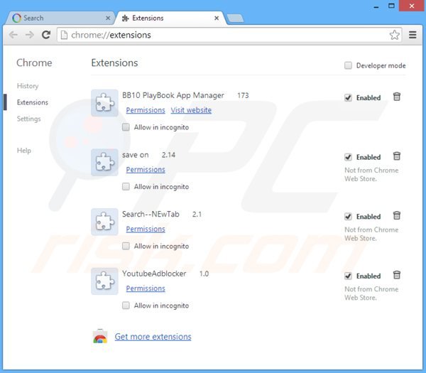 Usuwanie websearch.eazytosearch.com z powiązanych rozszerzeń Google Chrome