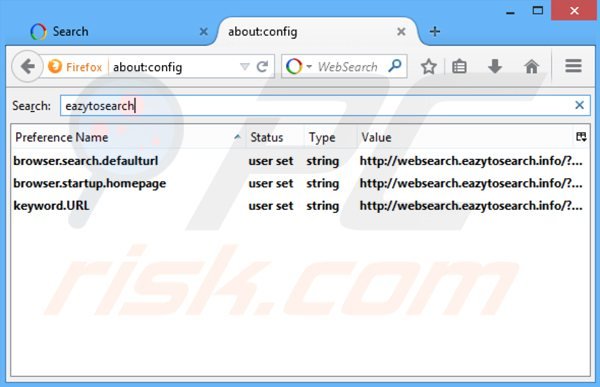 Usuwanie websearch.eazytosearch.info z domyślnej wyszukiwarki Mozilla Firefox