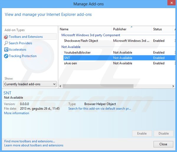 Usuwanie websearch.fastosearch.info z powiązanych rozszerzeń Internet Explorer