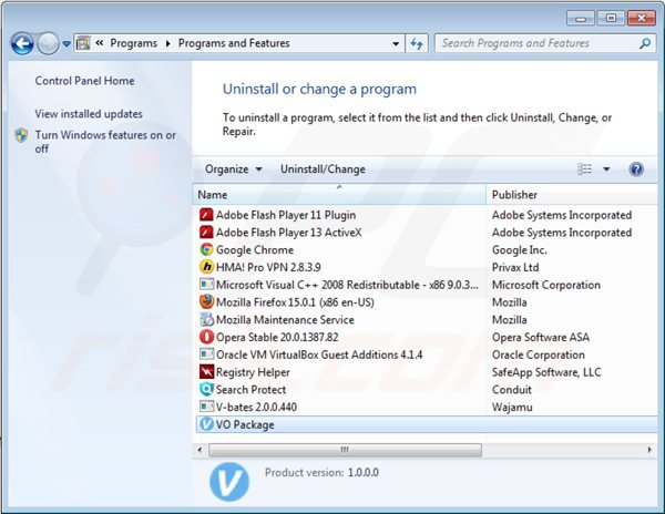 Deinstalacja interyield poprzez Panel sterowania