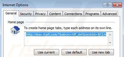 Usuwanie Max-start.com ze strony domowej Internet Explorer