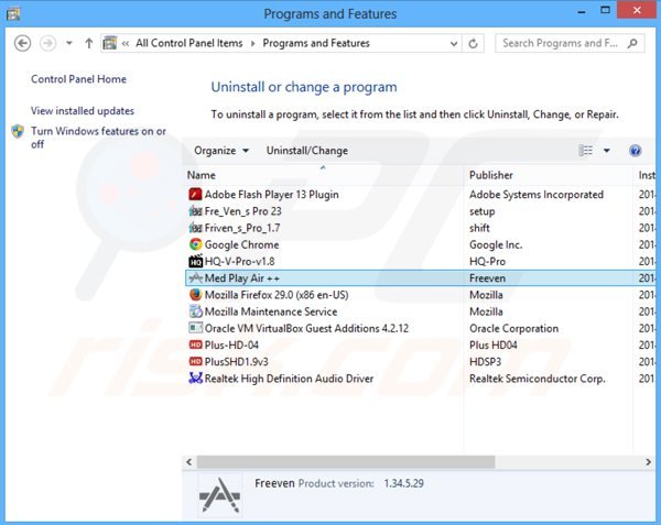 Deinstalacja adware media play air + poprzez Panel sterowania