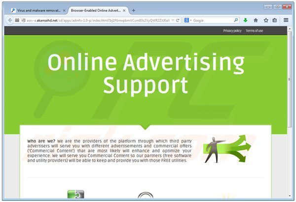 Wirus online advertising support