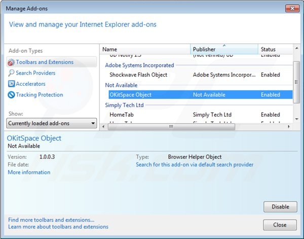 Usuwanie rich media view z Internet Explorer krok 2