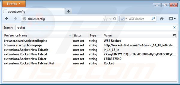 Usuwanie rocket-find.com z domyślnej wyszukiwarki Mozilla Firefox