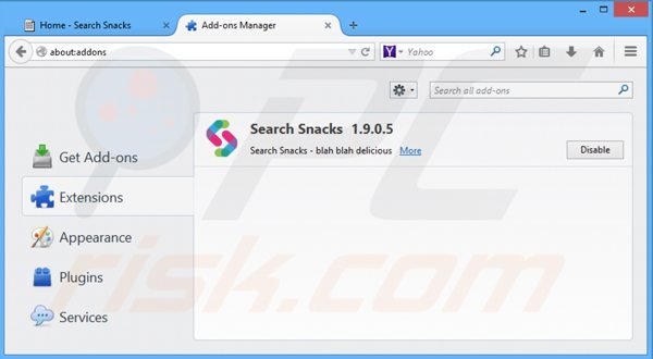 Usuwanie search snacks z Mozilla Firefox krok 2