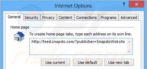 Usuwanie snapdo.com ze strony domowej Internet Explorer