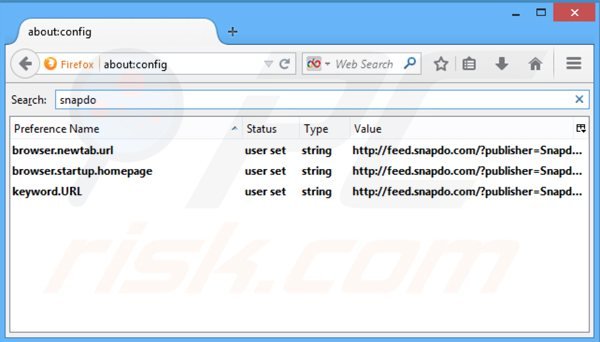 Usuwanie search.snapdo.com z domyślnej wyszukiwarki Mozilla Firefox