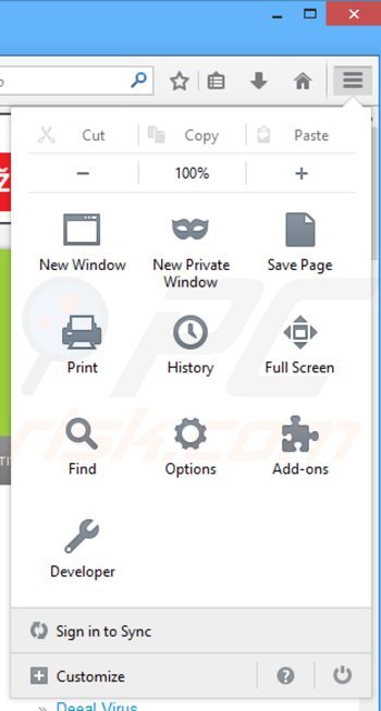 Usuwanie reklam today's best online deals z Mozilla Firefox krok 1