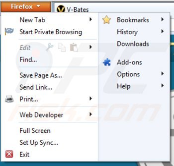 Usuwanie reklam v-bates shopper z Mozilla Firefox krok 1