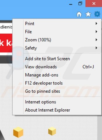 Usuwanie reklam browser app z Internet Explorer krok 1