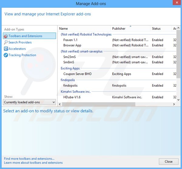 Usuwanie idlecrawler z Internet Explorer krok 2