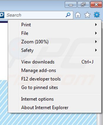 Usuwanie passwidget z Internet Explorer krok 1