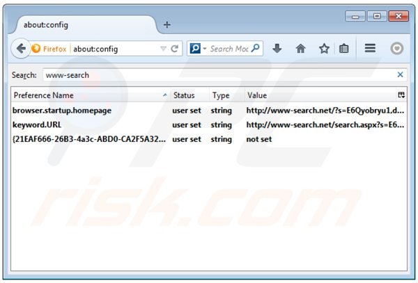 Usuwanie www-search.net z domyślnej wyszukiwarki Mozilla Firefox