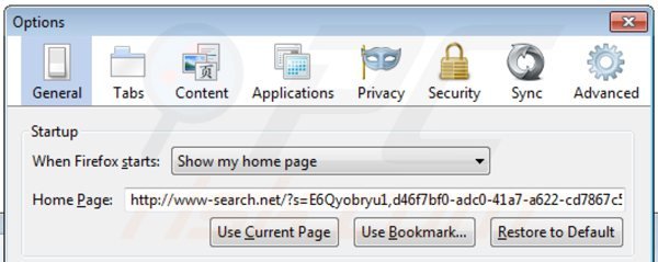 Usuwanie www-search.net ze strony domowej Mozilla Firefox