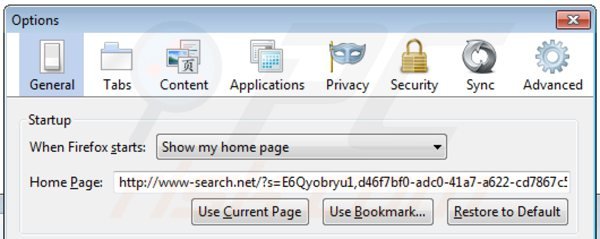 Usuwanie www-search.net ze strony domowej Mozilla Firefox