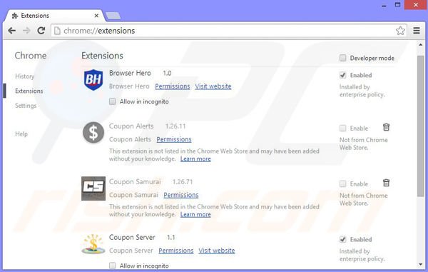 Usuwanie reklam BrowserChampion z Google Chrome krok 2