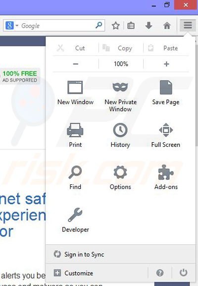 Usuwanie reklam BrowserProtector z Mozilla Firefox krok 1