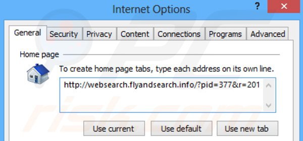Usuwanie websearch.flyandsearch.info ze strony domowej Internet Explorer