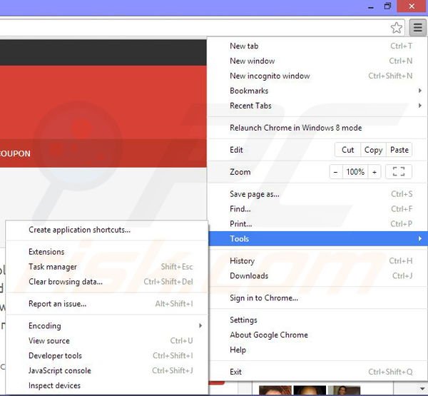 Usuwanie reklam foxydeal z Google Chrome krok 1