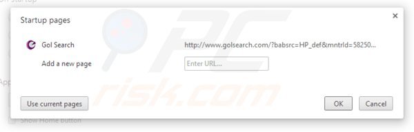Usuwanie golsearch.com ze strony domowej Google Chrome