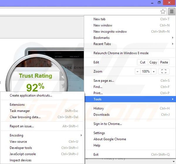 Usuwanie iReview z Google Chrome krok 1